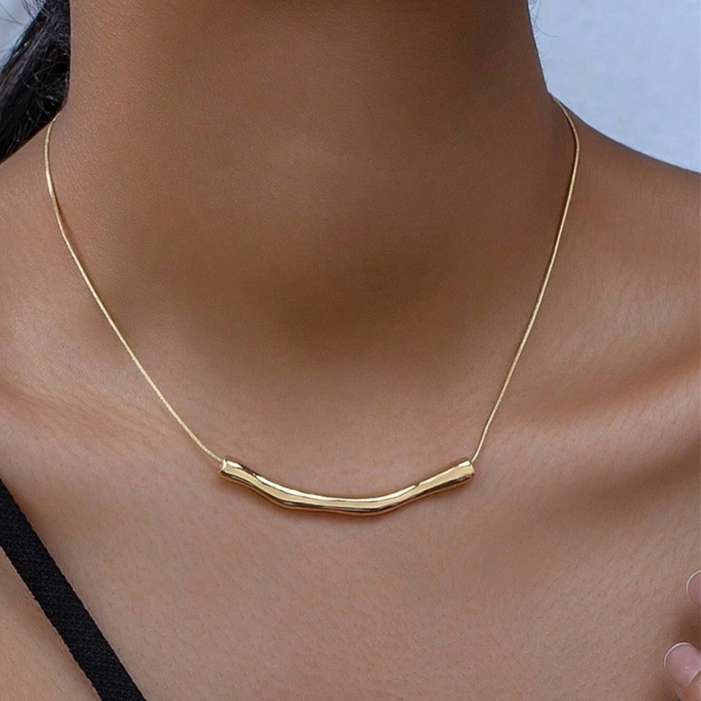 Yellow Gold Tone Charm Necklace